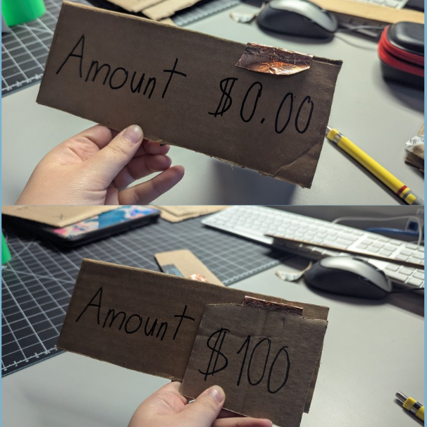 I liked the little flipping mechanism I made here with this cardboard interaction.